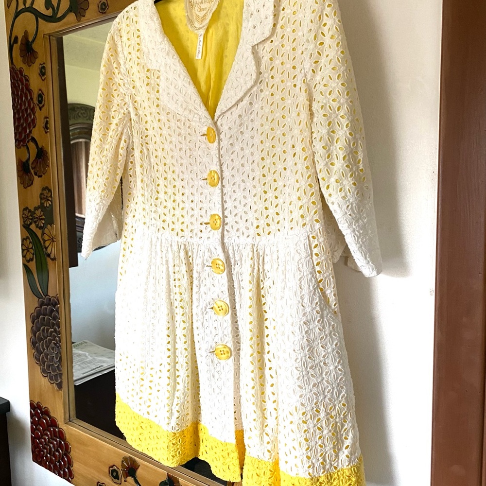 KNITTED DOVE Anthropology Eyelet Mod Jacket/Dress LG